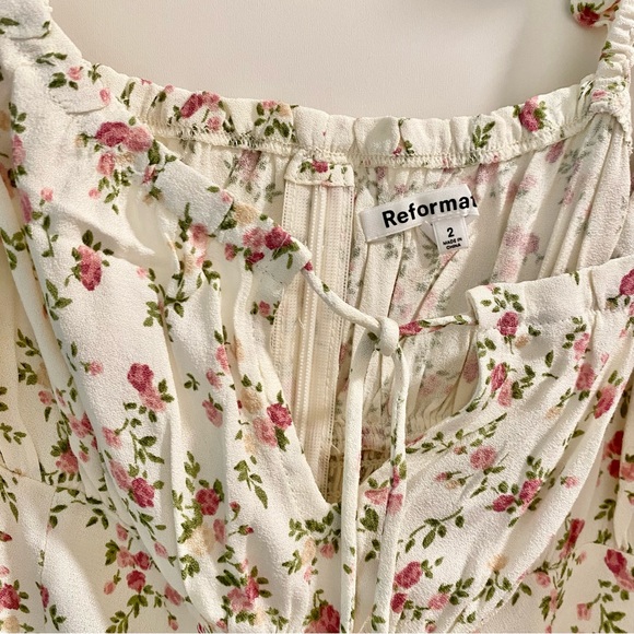 NWOT Reformation Cortese Top in Boheme floral pink white 2 - Picture 4 of 5